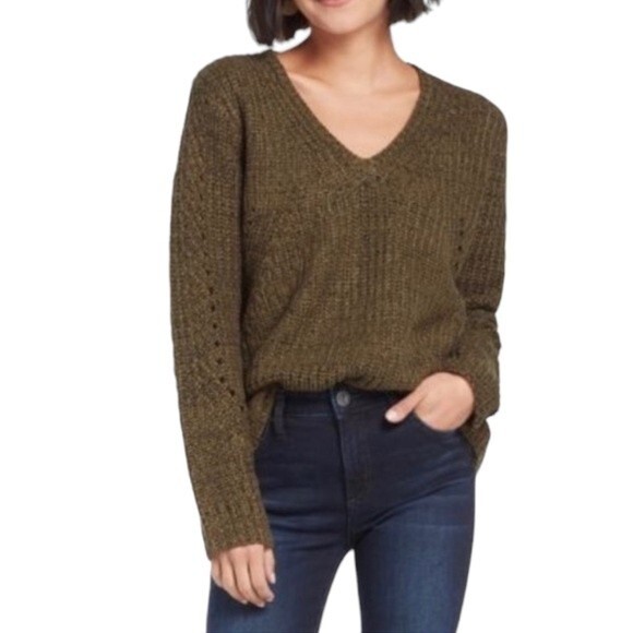 John + Jenn Revolve Constance Sweater Olive Green Pullover Women’s Size Medium - Picture 1 of 12